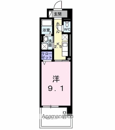 カーサ・ル・コットン[1K/30.96m2]の間取図