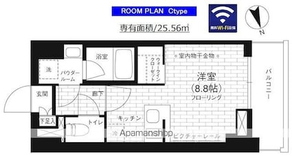ステージファースト亀戸[1R/25.56m2]の間取図