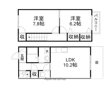 ウエストヴィラージュＡ棟[2LDK/59.62m2]の間取図