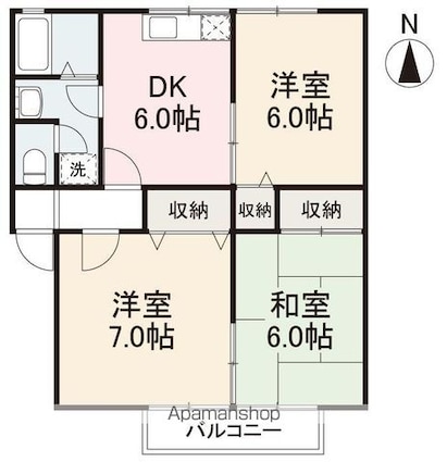 グリーン・ショットＡ・Ｂ[3DK/55.42m2]の間取図