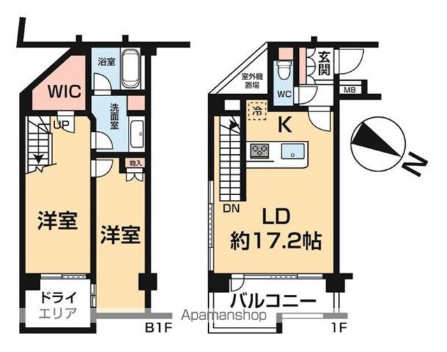 カスタリア八雲[2LDK/72.99m2]の間取図