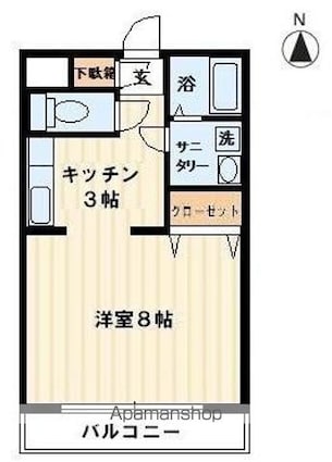 フラワーマンション（松福町）[1K/30.66m2]の間取図