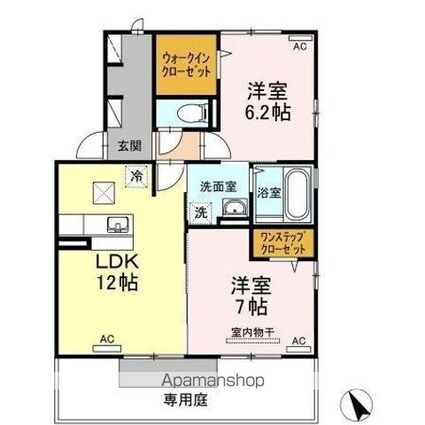 パルク　セゾン　ＩＩ棟[2LDK/62.1m2]の間取図