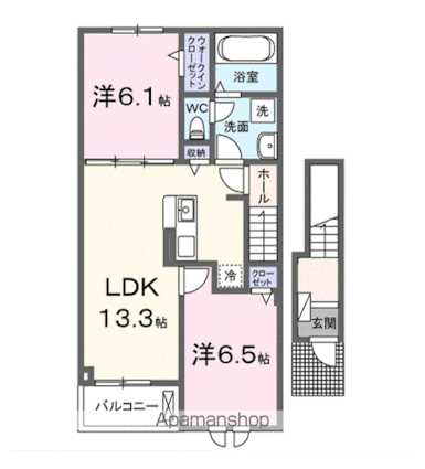 今津町アパート　　　　　　　　　　　　　　　　　　　　　　　[2LDK/59.58m2]の間取図