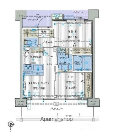 オーキッドレジデンス森下[2DK/43m2]の間取図