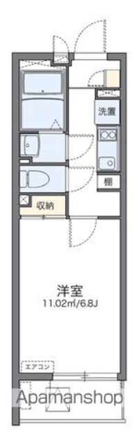 レオネクスト煌めき[1K/22.2m2]の間取図