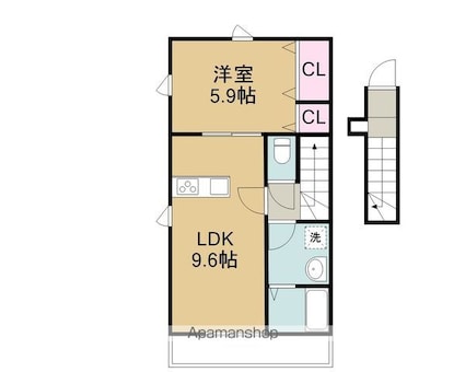 ヒッポ東門[1LDK/43.04m2]の間取図