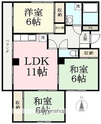 パセオ大宮[3LDK/68.82m2]の間取図