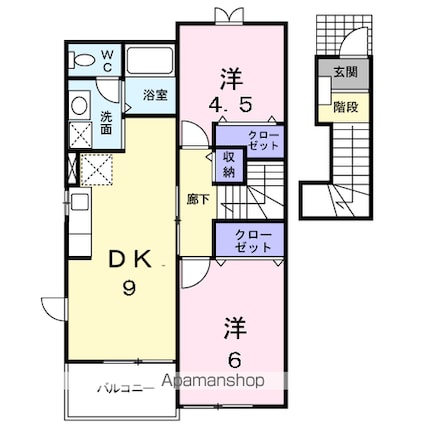 シャンホール　Ａ[2DK/51.67m2]の間取図