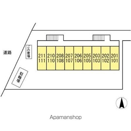サンアベニュー国立[1K/17.4m2]の配置図
