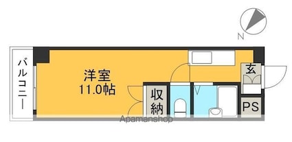 高知県高知市神田[1R/24m2]の間取図