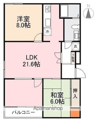 番町ブリックガーデン京都[2LDK/75.74m2]の間取図