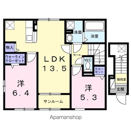 ワイ　ウィステリア[2LDK/62.61m2]の間取図