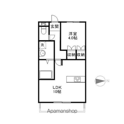プラッツ・ユーⅡ[1LDK/36m2]の間取図