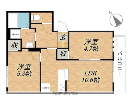 ハイム瑞樹[2LDK/49.51m2]の間取図