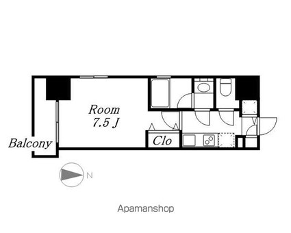ブランシエスタ東別院「ヒガシベツイン」[1K/25.11m2]の間取図