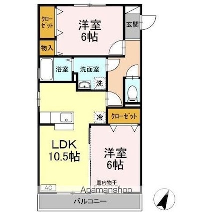 クリーン・アレテー[2LDK/55.33m2]の間取図