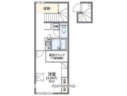 レオパレスＫＳＰＩＲＩＴ葵[1K/28.02m2]の間取図