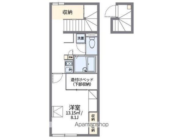 レオパレスＫＳＰＩＲＩＴ葵[1K/28.02m2]の間取図