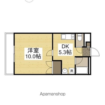 岡山県岡山市北区田中[1DK/33.54m2]の間取図