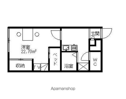 レオパレス高宮Ｃ[1K/22.7m2]の間取図