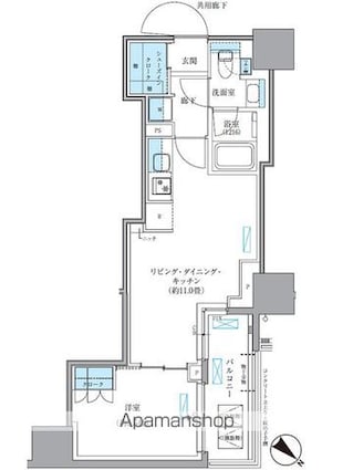 パークアクシス東日本橋[1LDK/39.38m2]の間取図