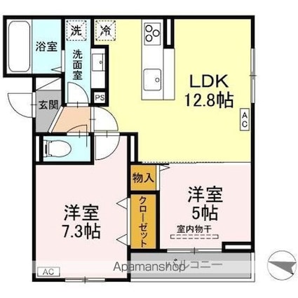 メラヴィリア西町[2LDK/54.97m2]の間取図