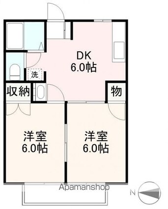 フラワーアネックスⅡ[2DK/40.04m2]の間取図