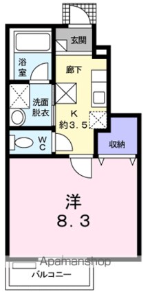 ちしろ台　Ⅲ[1K/29m2]の間取図