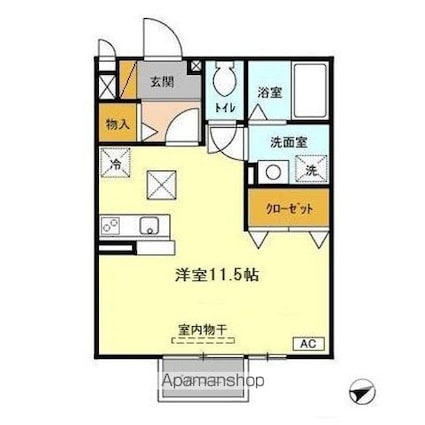 メルベーユ[1R/32.37m2]の間取図
