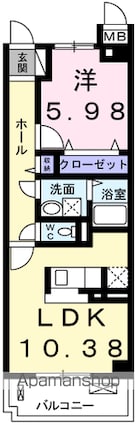 グランツ大町[1LDK/42.38m2]の間取図