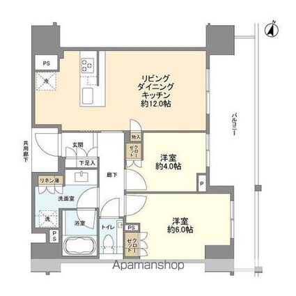 ブランズ本郷[2LDK/52.9m2]の間取図