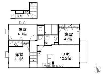 ガーデンライラック[3LDK/69.48m2]の間取図