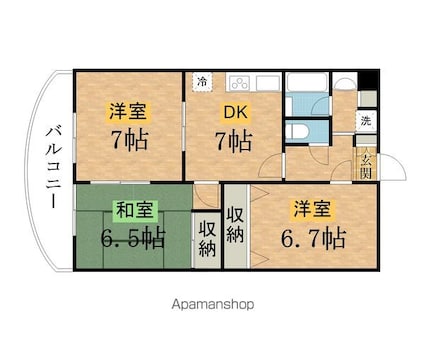 クラウンハウス[3DK/58.8m2]の間取図