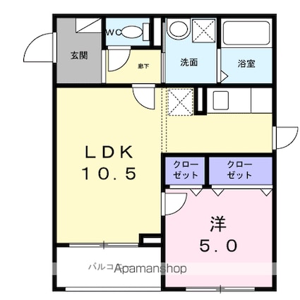 ドゥー・アヴェニール[1LDK/39.67m2]の間取図