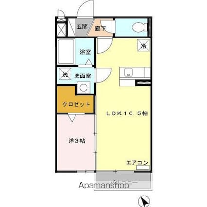 アマービリス[1LDK/33.39m2]の間取図