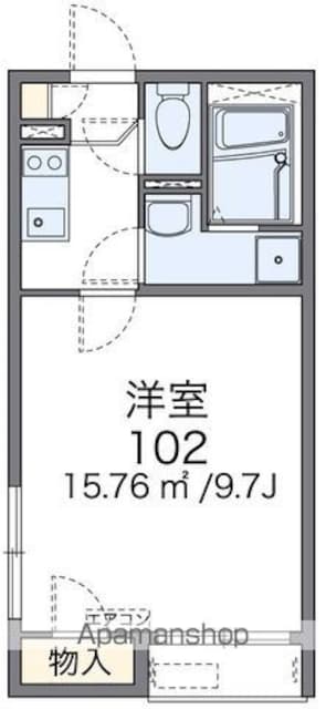 レオネクストラグーザ馬事公苑[1K/21.11m2]の間取図