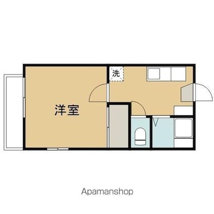 グリーンヒルＢ（東緑ヶ丘）[1K/24.5m2]の間取図