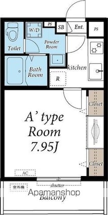 グレイス蘇我[1K/26.08m2]の間取図