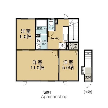 メープルハイツ筒井Ｄ[3K/58.1m2]の間取図