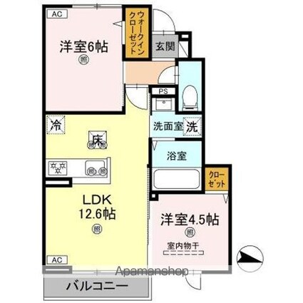 フォーゲルセレーノ　Ｂ棟[2LDK/51.29m2]の間取図