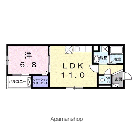 カーサ・アビⅡ[1LDK/42.75m2]の間取図
