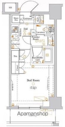 ＤＩＰＳ十条仲原ＥＡＳＴ[1K/25.9m2]の間取図