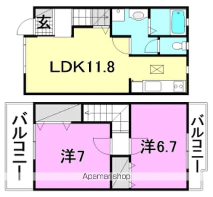 Ａｖａｎｃｅｒ．Ｙ　Ａ棟[2LDK/58m2]の間取図