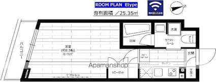 ステージグランデ用賀アジールコート[1K/25.35m2]の間取図