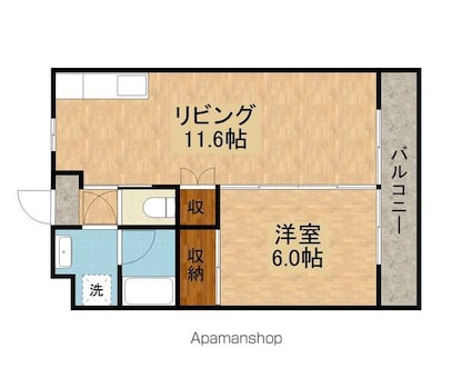 フラワー５番館[1LDK/40m2]の間取図