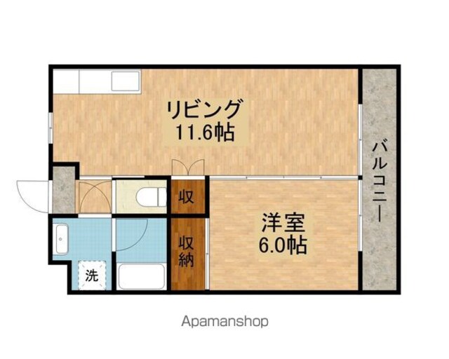 フラワー５番館[1LDK/40m2]の間取図