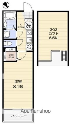 キャストリー八王子[1K/24.43m2]の間取図