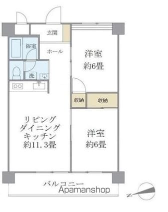 シャルム・Ｋ・カーサ[2LDK/53.55m2]の間取図