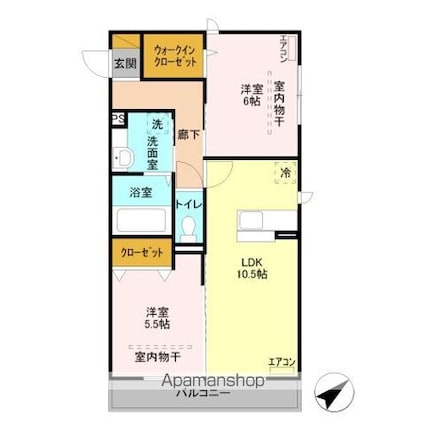 ラ・メゾンＭＭＤ　ＩＩＩ[2LDK/55.33m2]の間取図